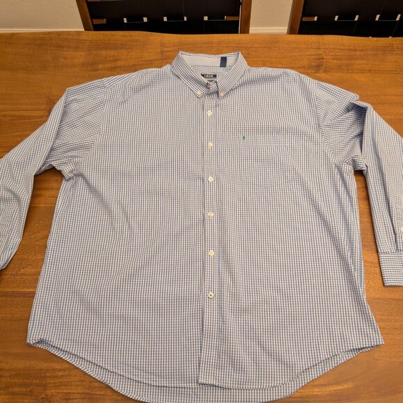 Men's XXL Izod Button Up Blue Checkered Shirt - Picture 3 of 6